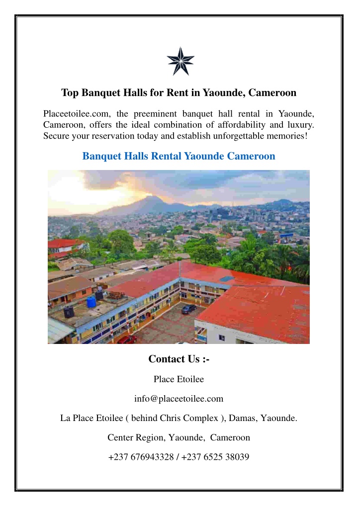 top banquet halls for rent in yaounde cameroon