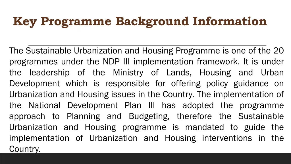 key programme background information