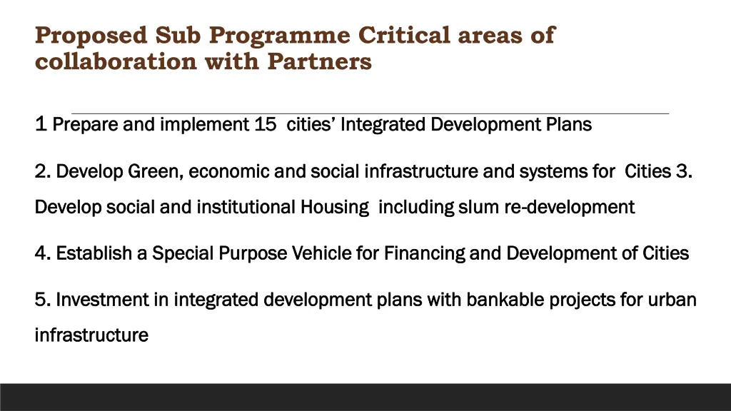 proposed sub programme critical areas 1