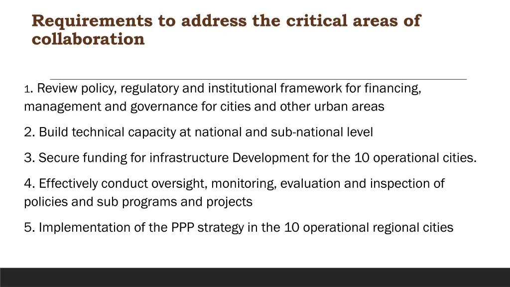 requirements to address the critical areas