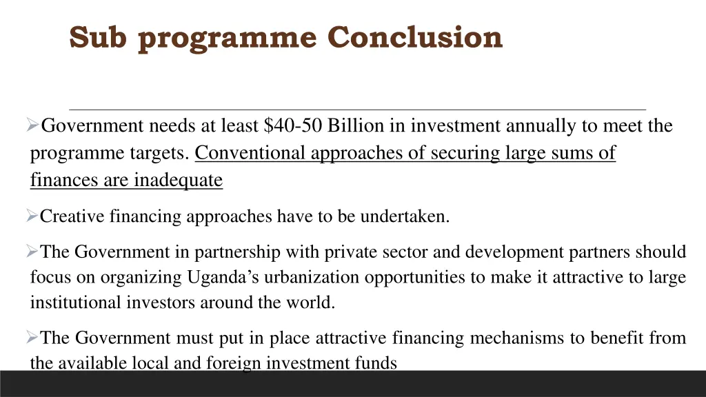 sub programme conclusion