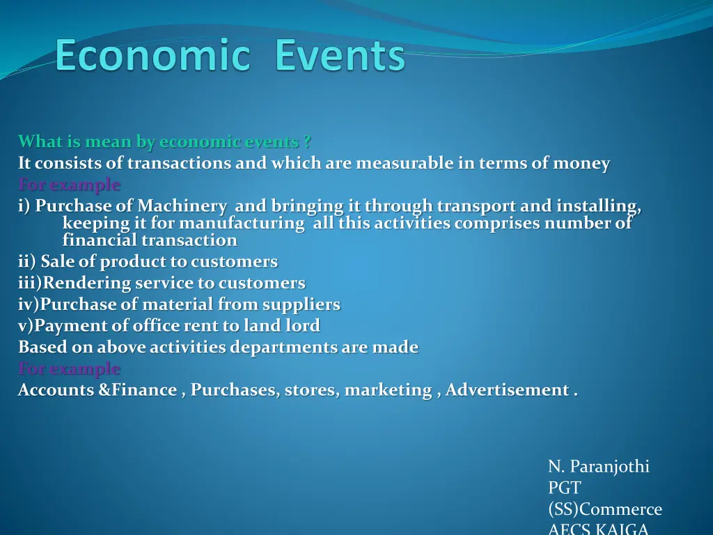 what is mean by economic events it consists