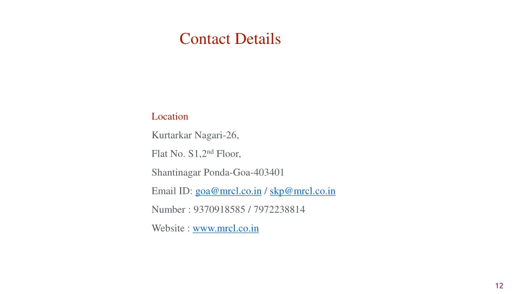 contact details