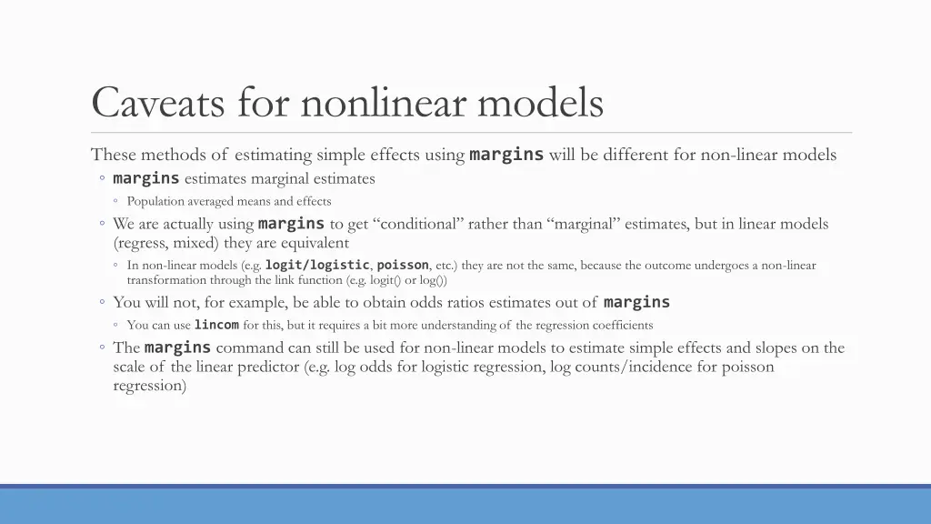 caveats for nonlinear models