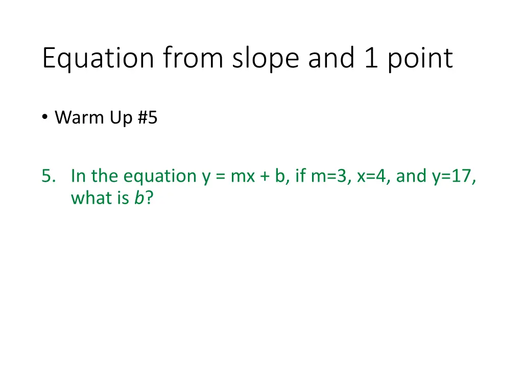 equation from slope and 1 point