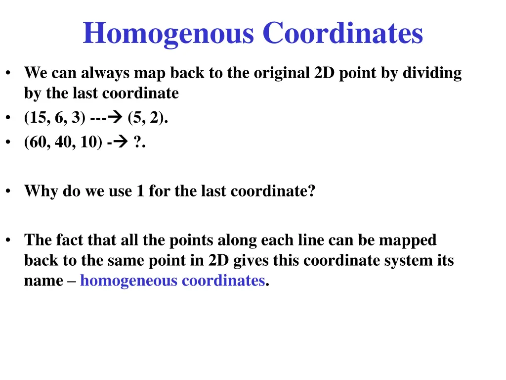 homogenous coordinates