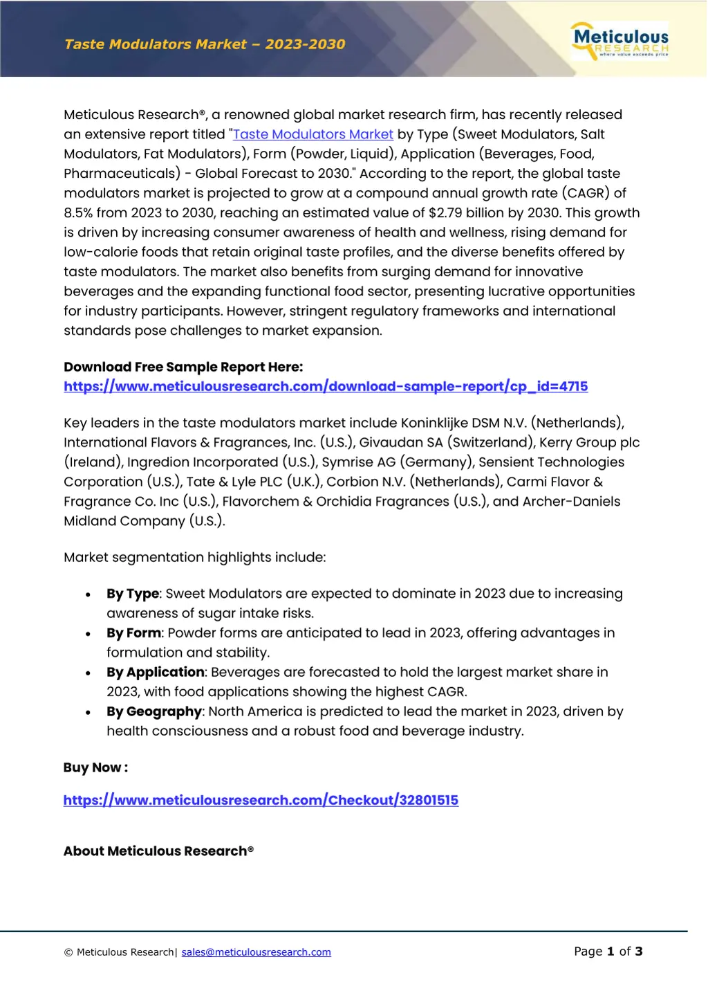 taste modulators market 20 2 3 20 3 0