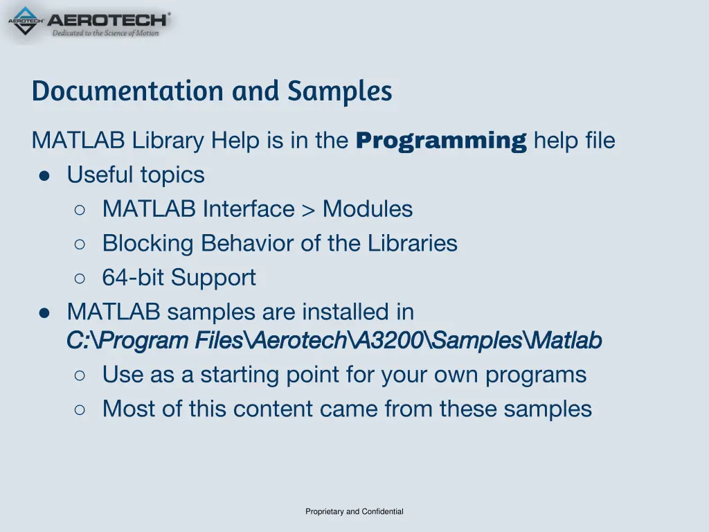 documentation and samples