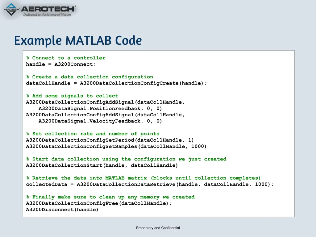 example matlab code