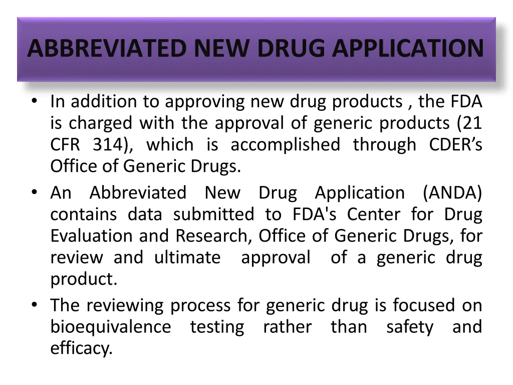 abbreviated new drug application