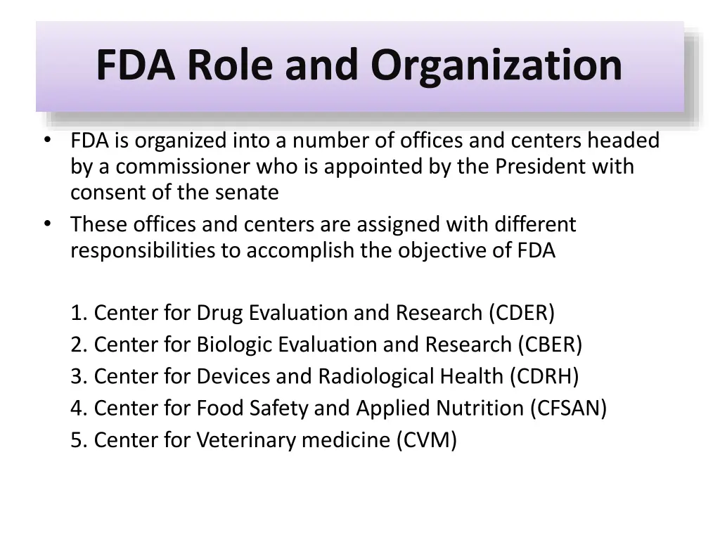 fda role and organization