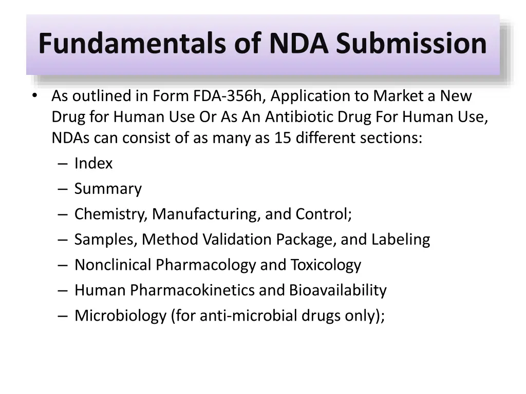 fundamentals of nda submission