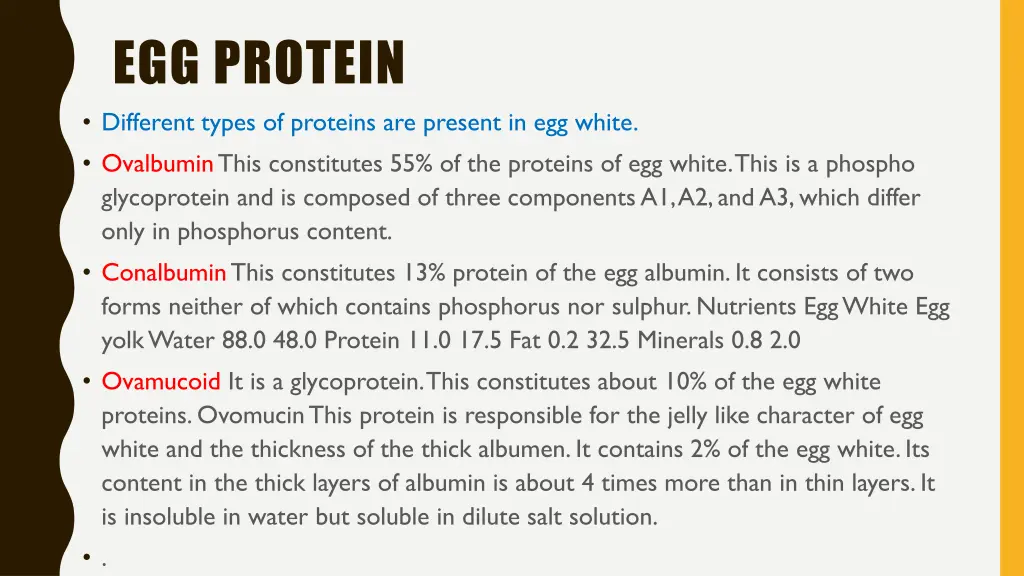 egg protein different types of proteins