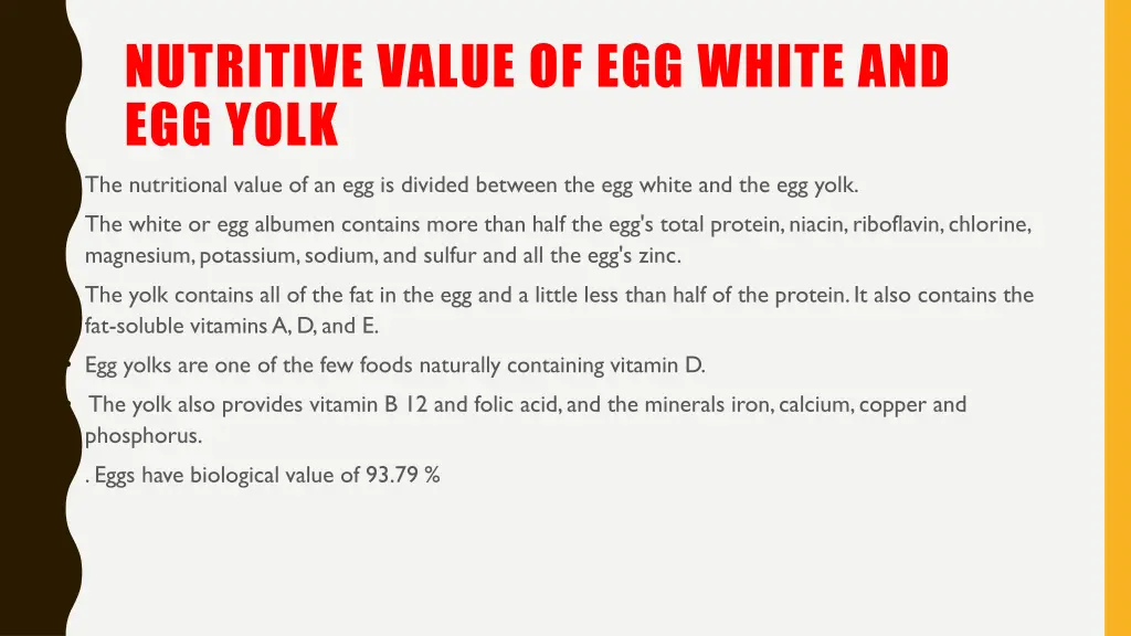 nutritive value of egg white and egg yolk