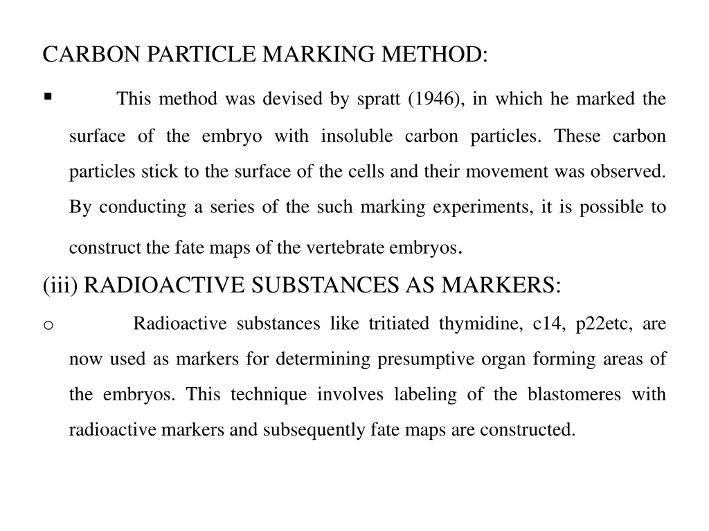 carbon particle marking method