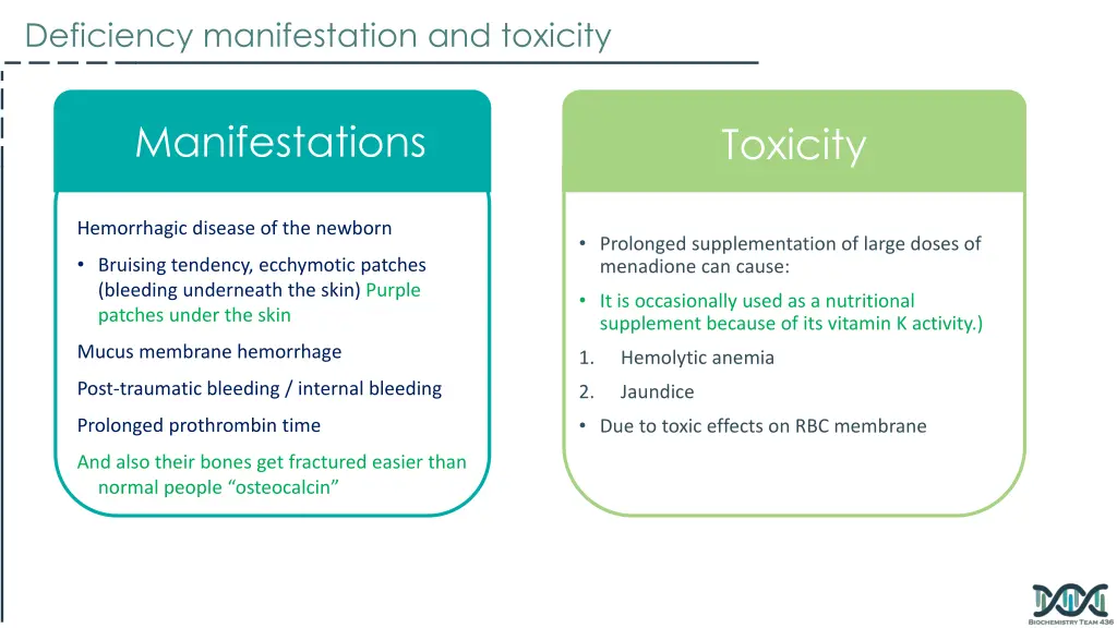 deficiency manifestation and toxicity