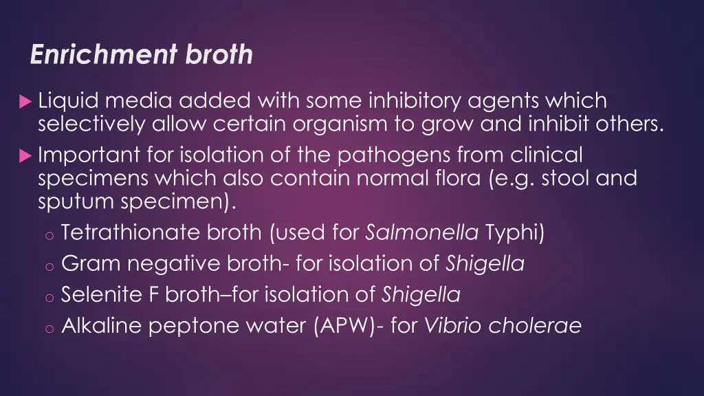 enrichment broth