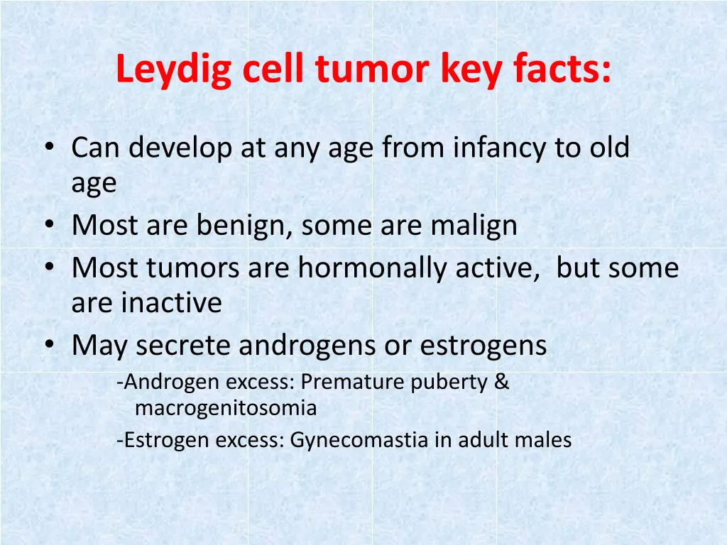 leydig cell tumor key facts