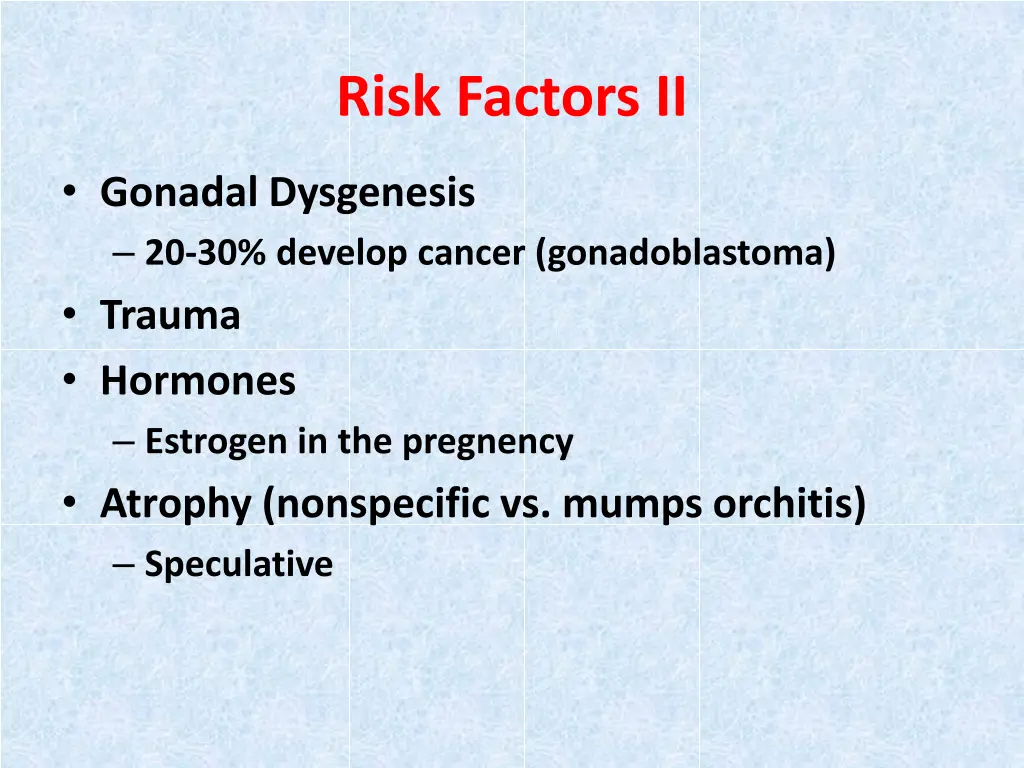 risk factors ii