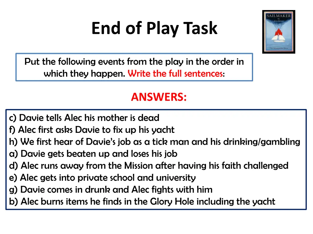 end of play task 1