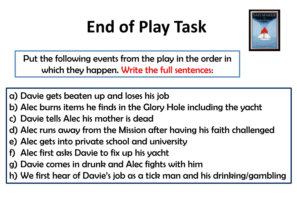 end of play task