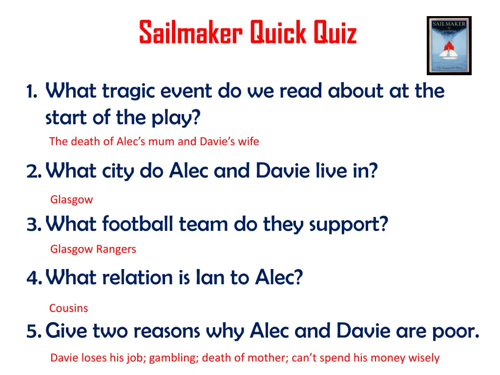 sailmaker quick quiz 1