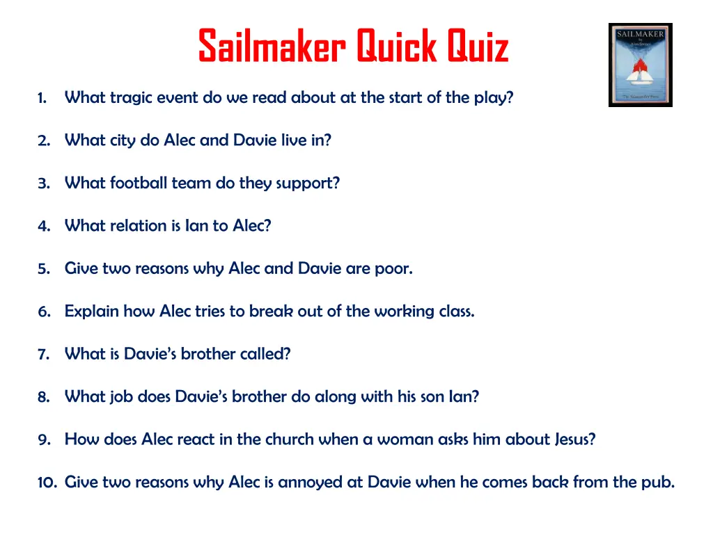 sailmaker quick quiz