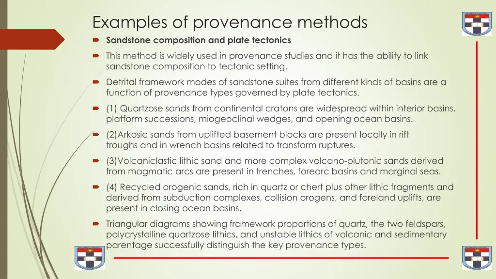 examples of provenance methods sandstone