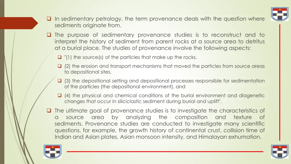 in sedimentary petrology the term provenance