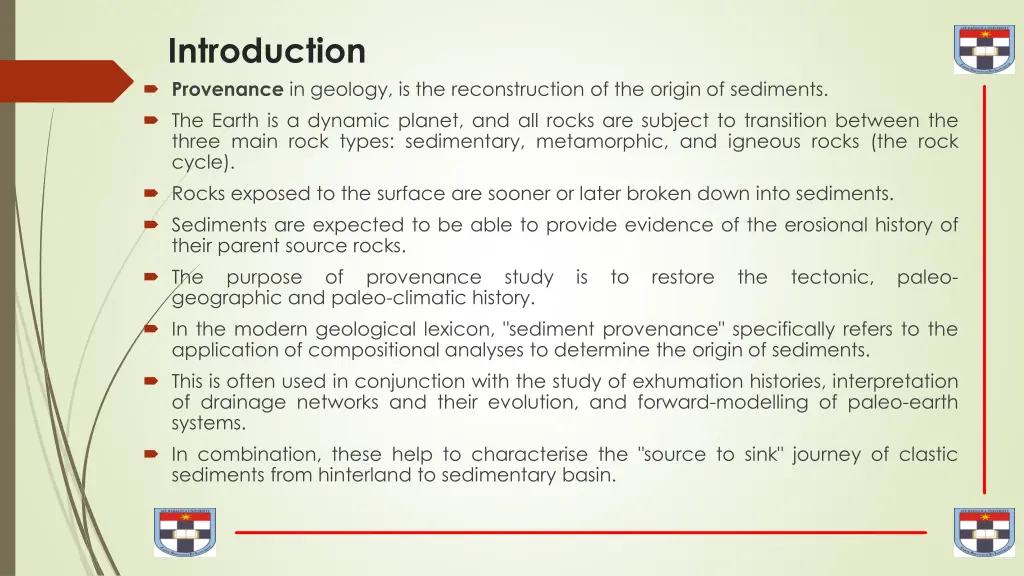 introduction provenance in geology