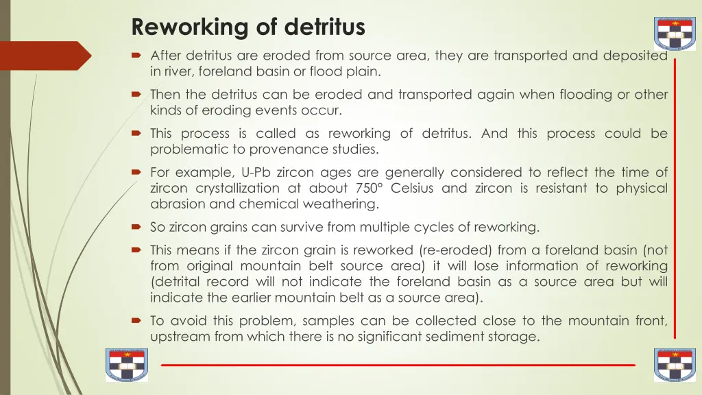 reworking of detritus