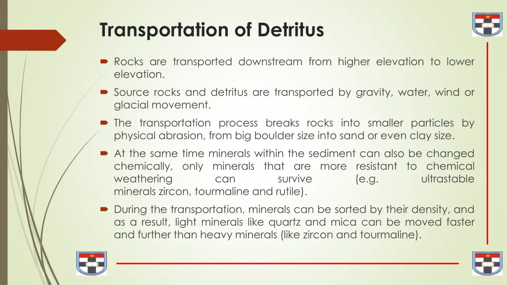 transportation of detritus