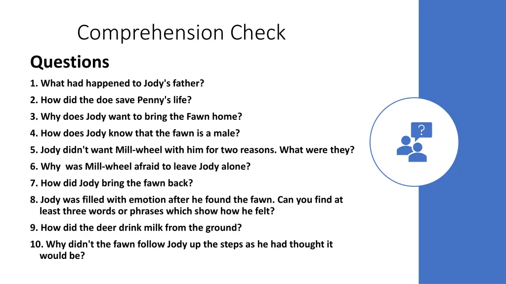 comprehension check questions