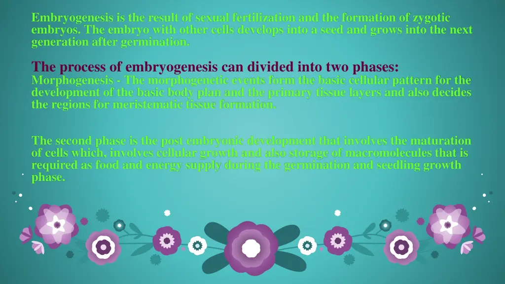 embryogenesis is the result of sexual