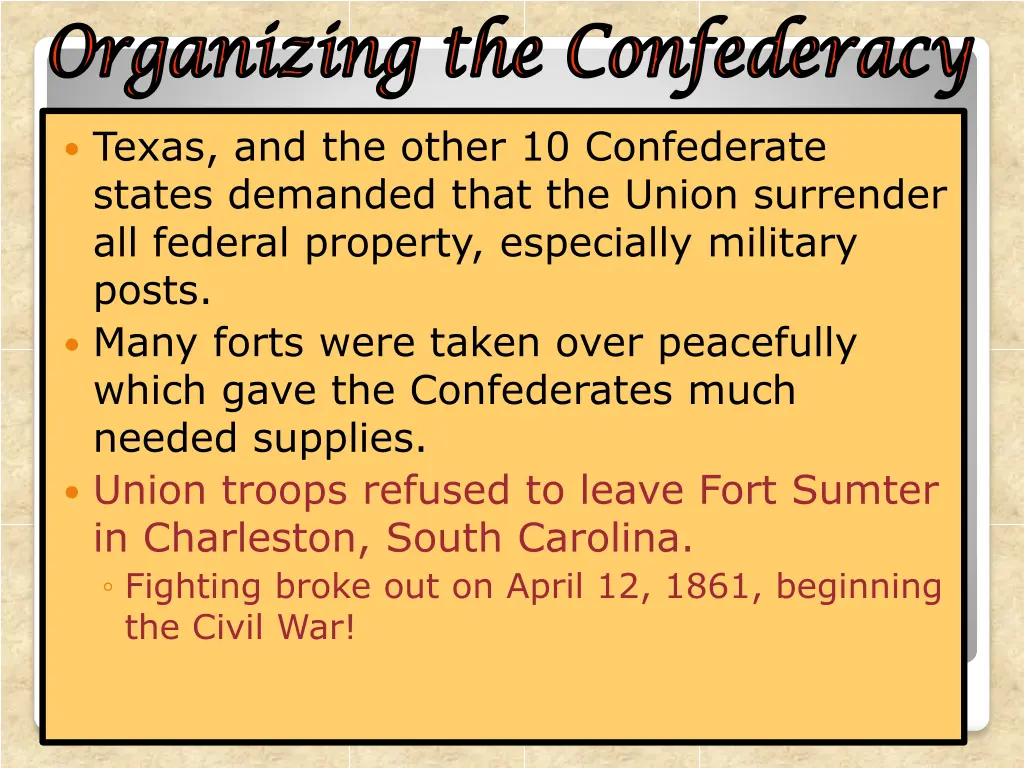 organizing the confederacy