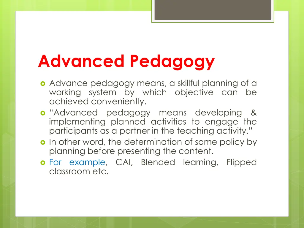 advanced pedagogy