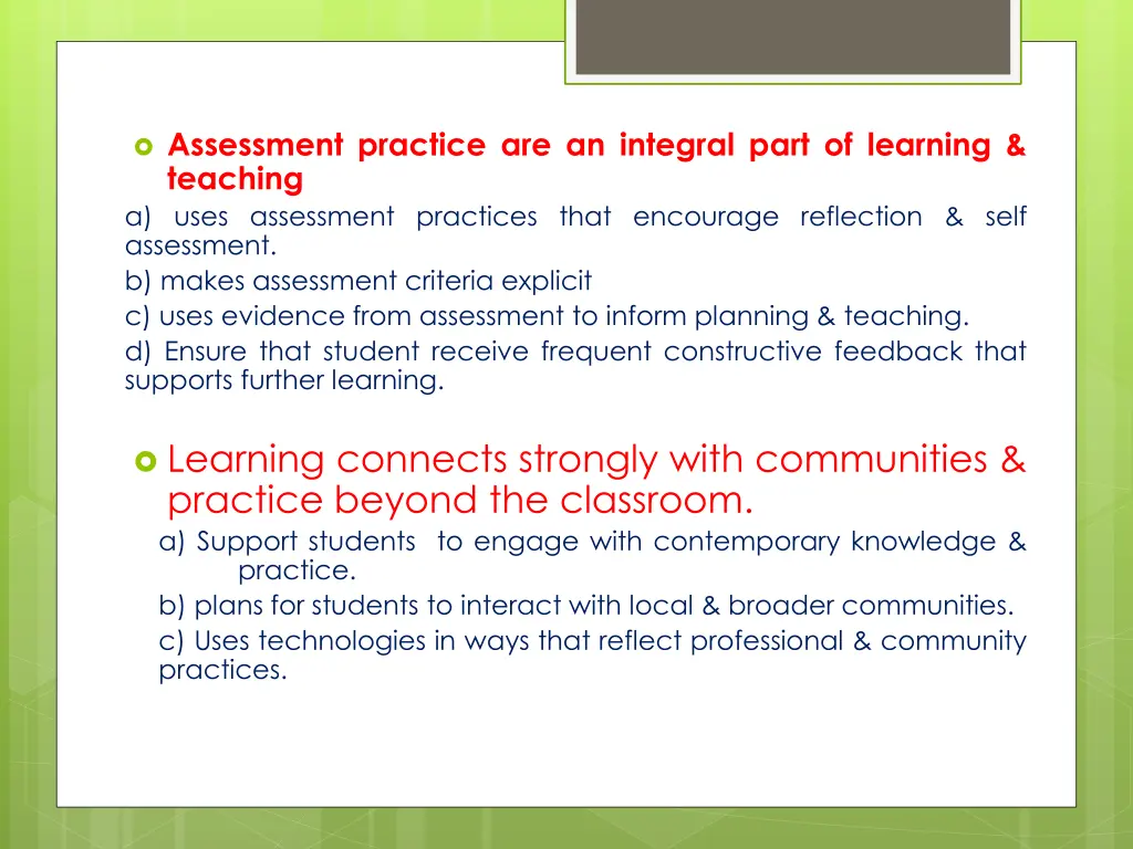 assessment practice are an integral part