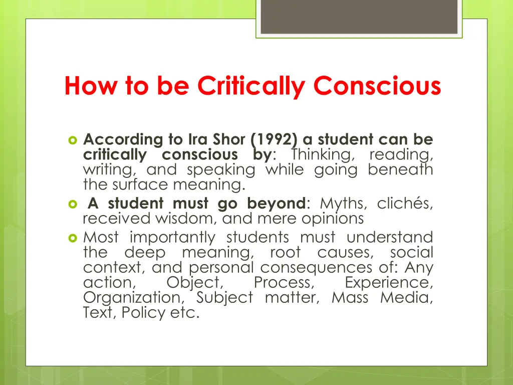 how to be critically conscious