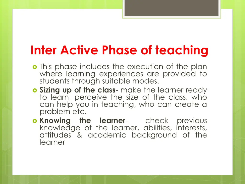 inter active phase of teaching