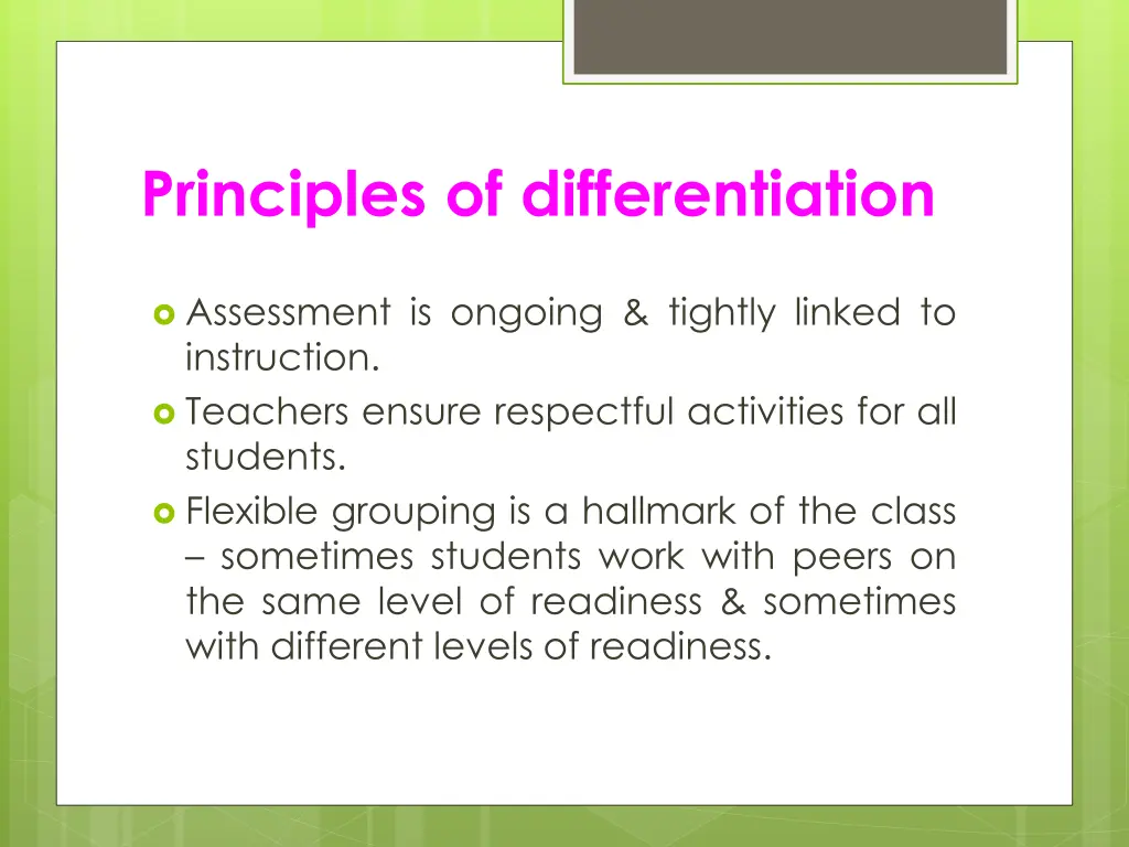 principles of differentiation