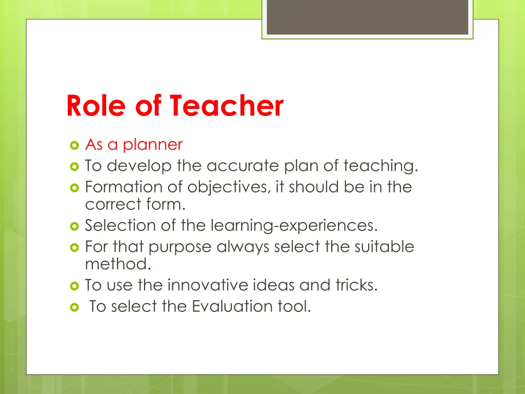 role of teacher