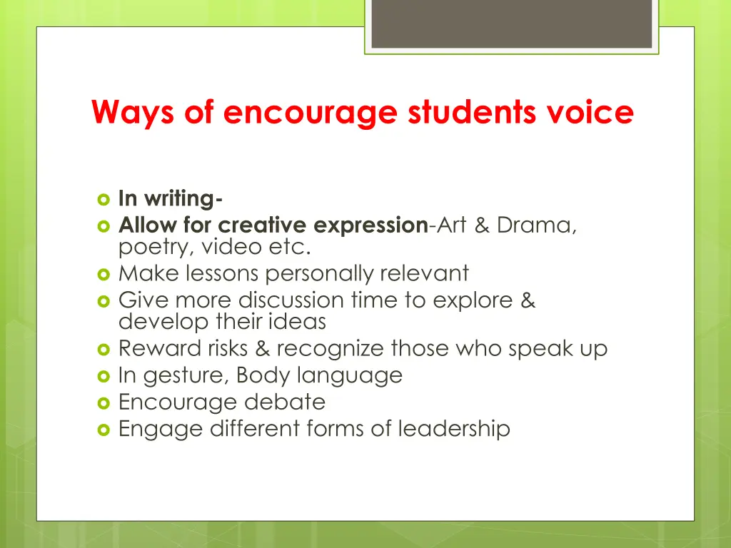 ways of encourage students voice