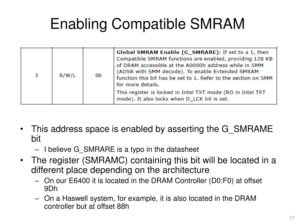 enabling compatible smram