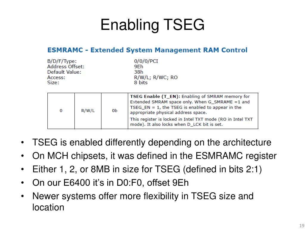 enabling tseg