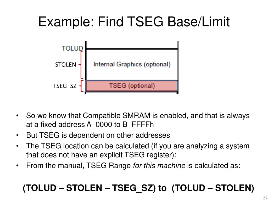 example find tseg base limit