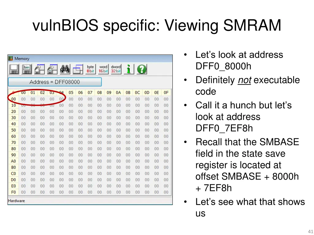 vulnbios specific viewing smram 2