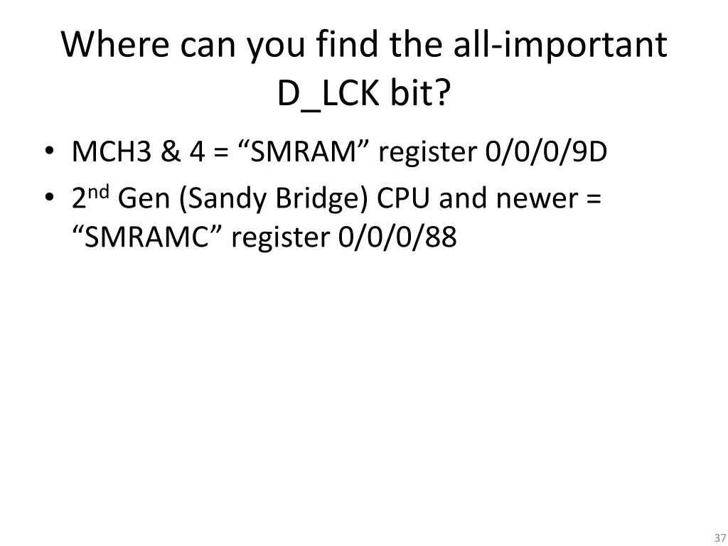 where can you find the all important d lck bit