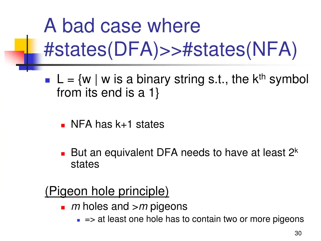 a bad case where states dfa states nfa