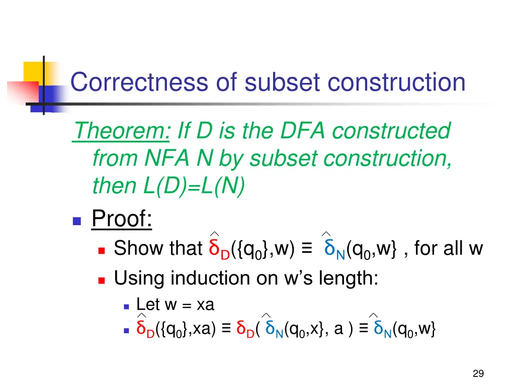 correctness of subset construction