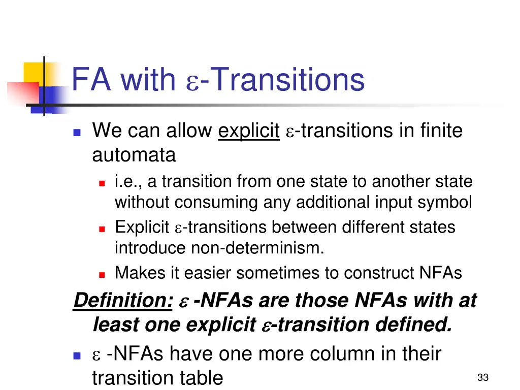 fa with transitions